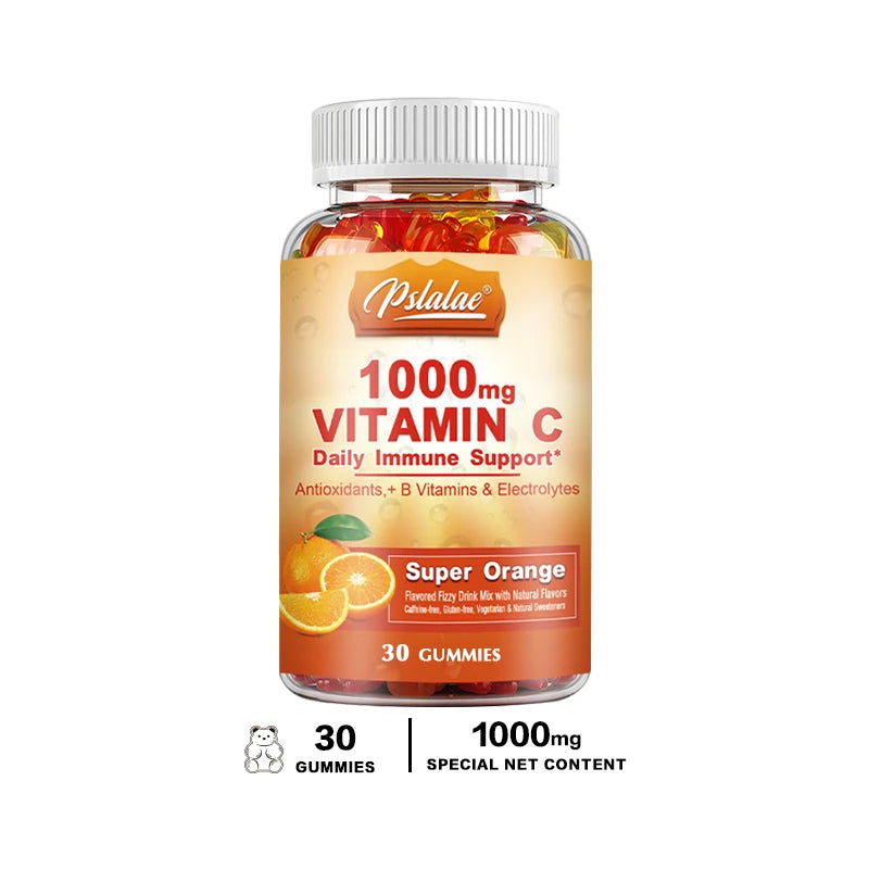 Vitamin C 1000 Mg Gummies - Multivitamin with Electrolytes, Immune Support for Skin - Non-GMO - 60 Orange Flavored Gummies
