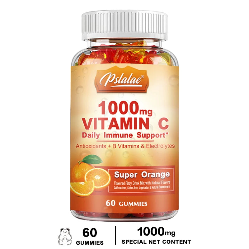 Vitamin C 1000 Mg Gummies - Multivitamin with Electrolytes, Immune Support for Skin - Non-GMO - 60 Orange Flavored Gummies