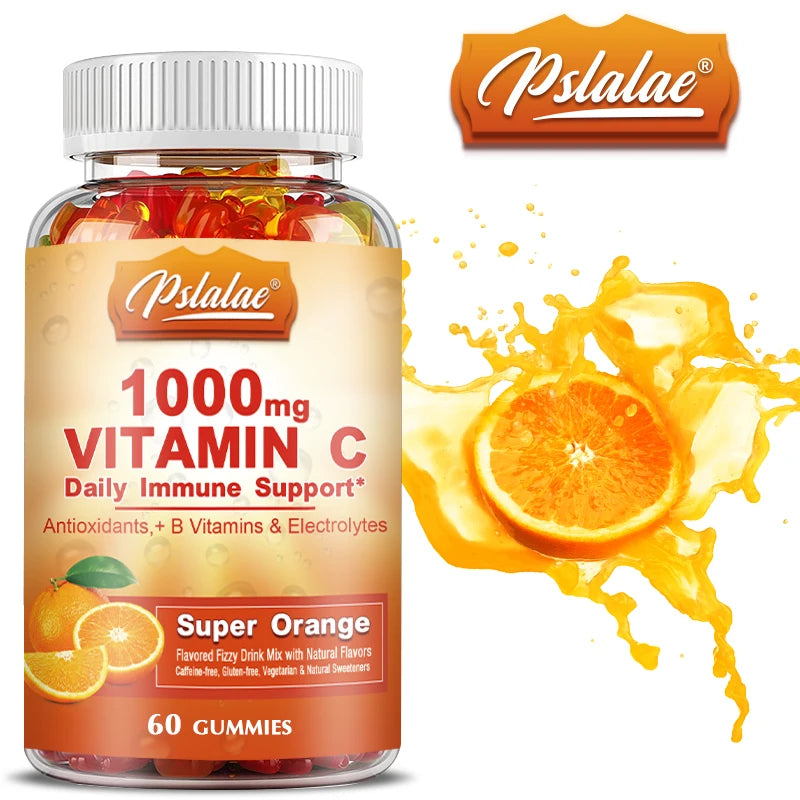 Vitamin C 1000 Mg Gummies - Multivitamin with Electrolytes, Immune Support for Skin - Non-GMO - 60 Orange Flavored Gummies